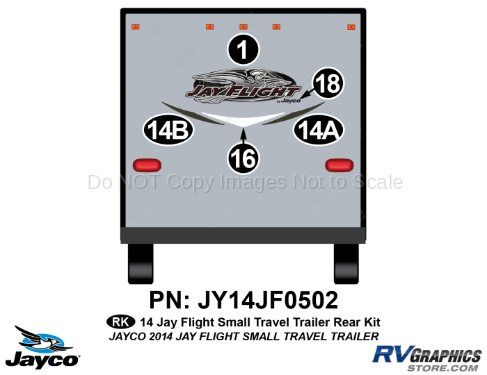 5 Piece 2014 Jay Flight Small Travel Trailer Rear Graphics Kit