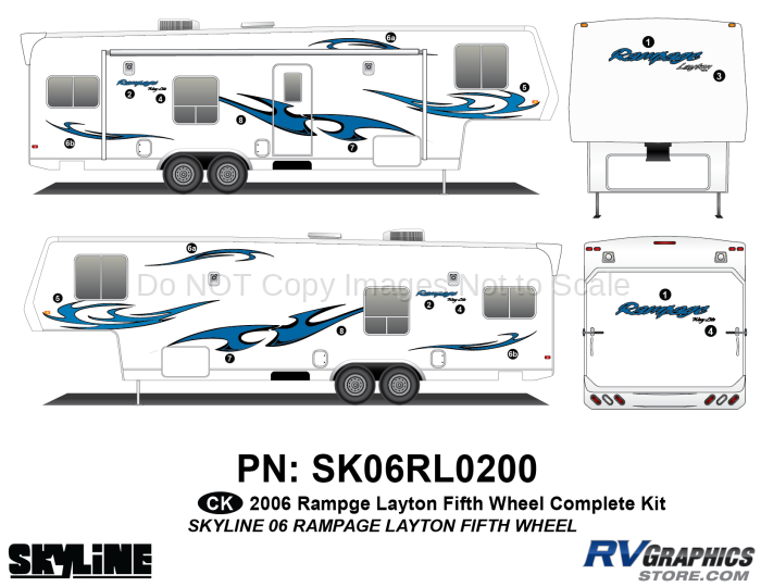 18 Piece 2006 Rampage Layton FW Complete Graphics Kit-Blue