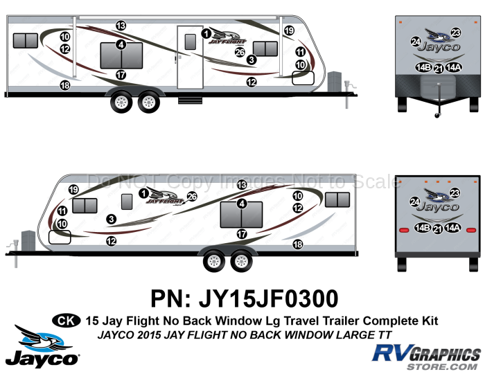 36 Piece 2015 JayFlight Lg Travel Trailer Complete Graphics Kit