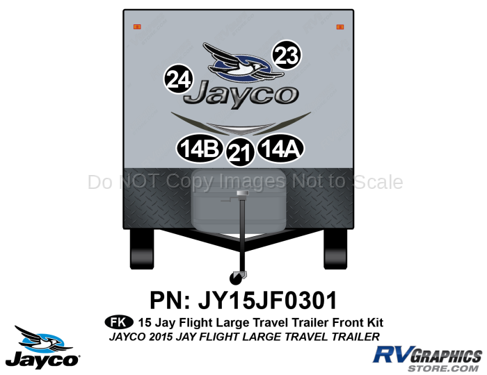 5 Piece 2015 JayFlight Lg Travel Trailer Front Graphics Kit