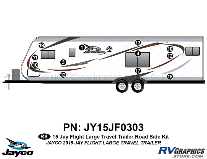 13 Piece 2015 JayFlight Lg Travel Trailer Roadside Graphics Kit