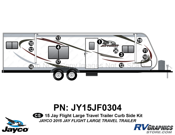 13 Piece 2015 JayFlight Lg Travel Trailer Curbside Graphics Kit