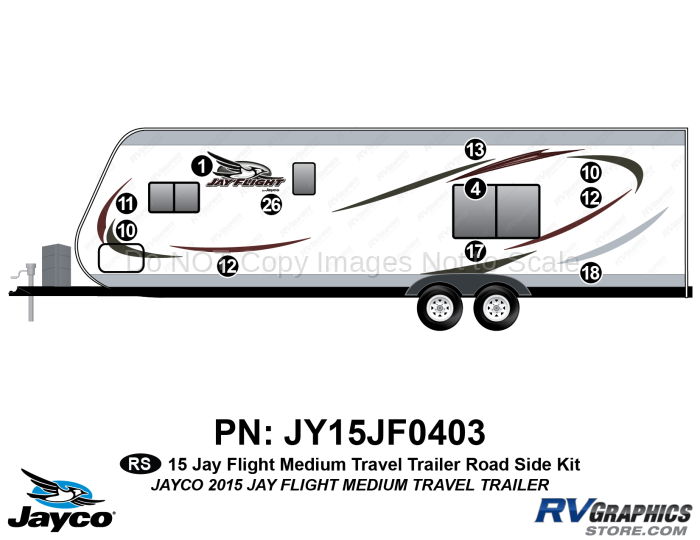 11 Piece 2015 Jay Flight Medium length Travel Trailer Roadside Graphics Kit