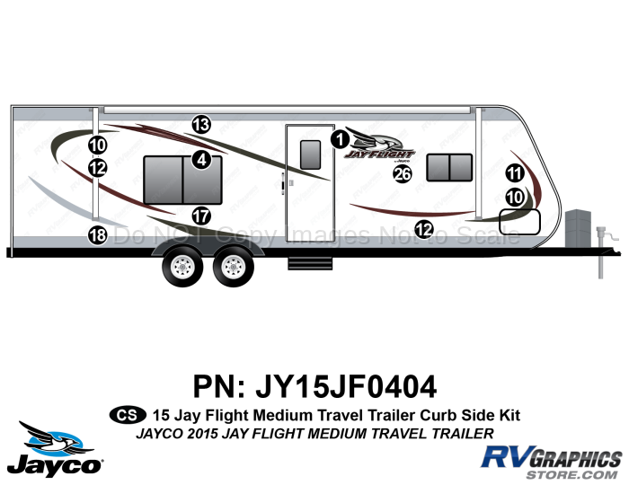 11 Piece 2015 Jay Flight Medium Length Travel Trailer Curbside Graphics Kit