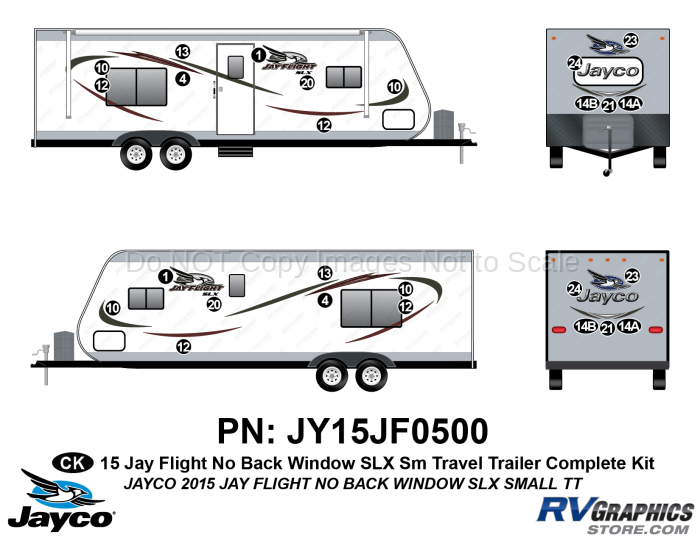 32 Piece 2015 Jay Flight SLX Small length Travel Trailer Complete Graphics Kit