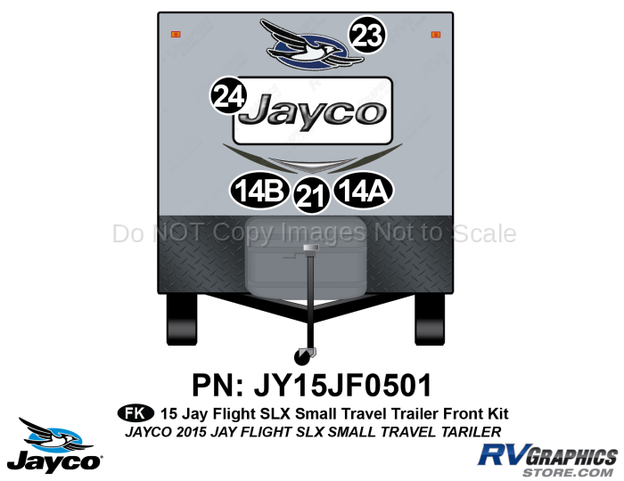 5 Piece 2015 Jay Flight SLX Small length Travel Trailer Front Graphics Kit