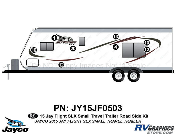 9 Piece 2015 Jay Flight SLX Small length Travel Trailer Roadside Graphics Kit