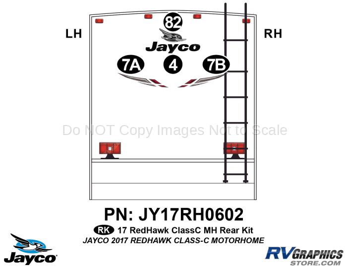 4 Piece 2017 Redhawk Motorhome Rear Graphics Kit