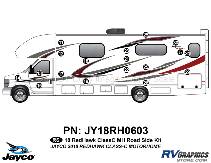 18 Piece 2018 Redhawk Motorhome Roadside Graphics Kit