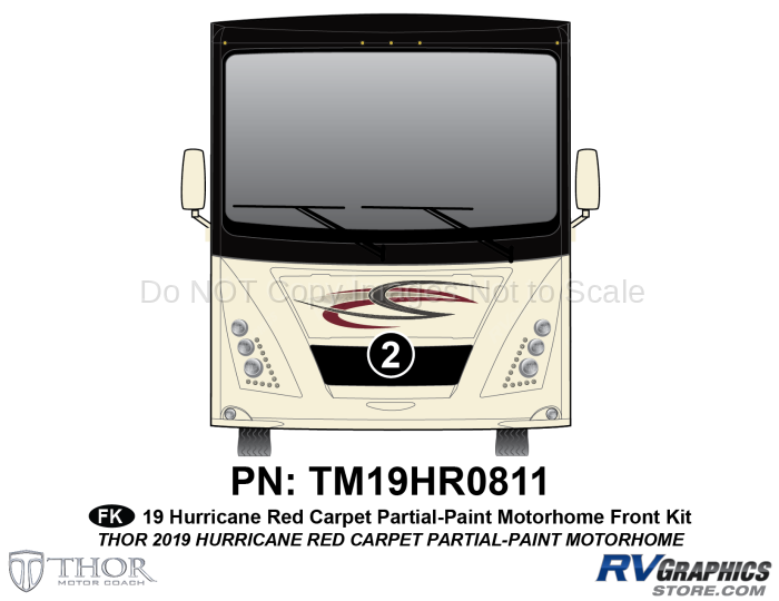 1 Piece 2019 Hurricane Motorhome Partial Paint Front Graphics Kit-Red Version