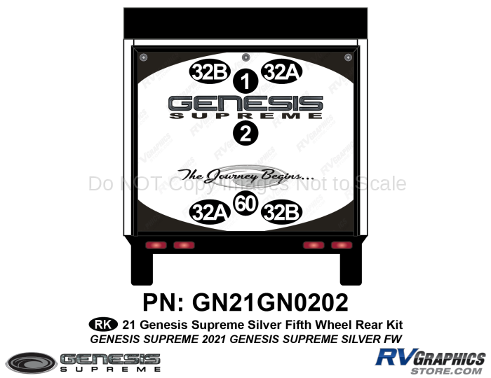 7 Piece 2021 Genesis Supreme Rear Graphics Kit Silver Version