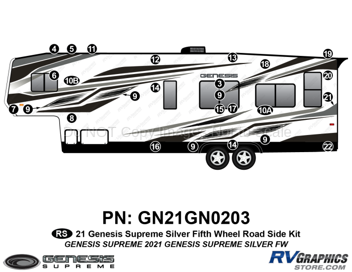 26 Piece 2021 Genesis Supreme Roadside Graphics Kit Silver Version