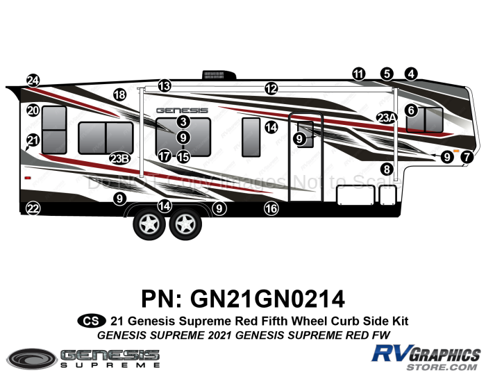 26 Piece 2021 Genesis Supreme Curbside Graphics Kit Red Version