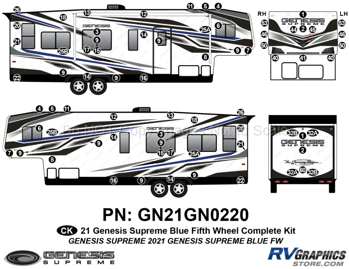 72 Piece 2021 Genesis Supreme Complete Graphics Kit Blue Version