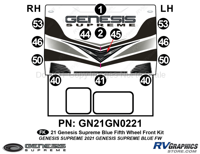 13 Piece 2021 Genesis Supreme Front Graphics Kit Blue Version