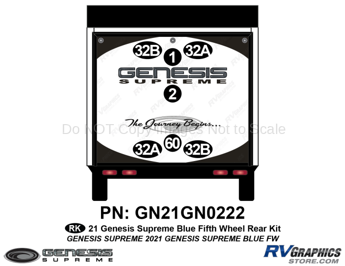 7 Piece 2021 Genesis Supreme Rear Graphics Kit Blue Version