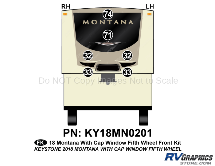 6 Piece 2018 Montana Fifth Wheel WITH Front Cap Window Front Graphics Kit