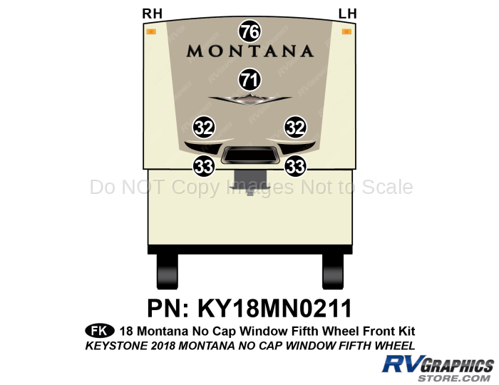 6 Piece 2018 Montana Fifth Wheel WITHOUT Front Cap Window Front Graphics Kit