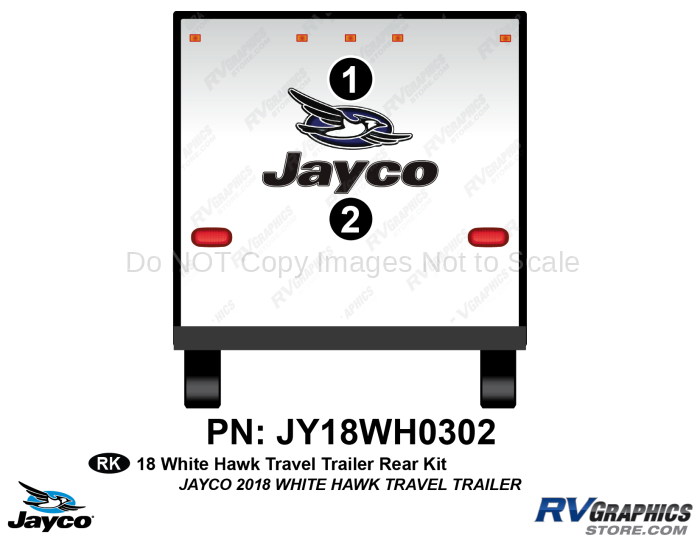 1 Piece 2018 White Hawk Travel Trailer Rear Graphics Kit