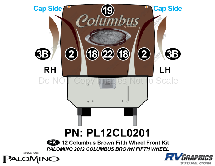 8 Piece 2012 Columbus Fifth Wheel Front Graphics Kit-Brown Version