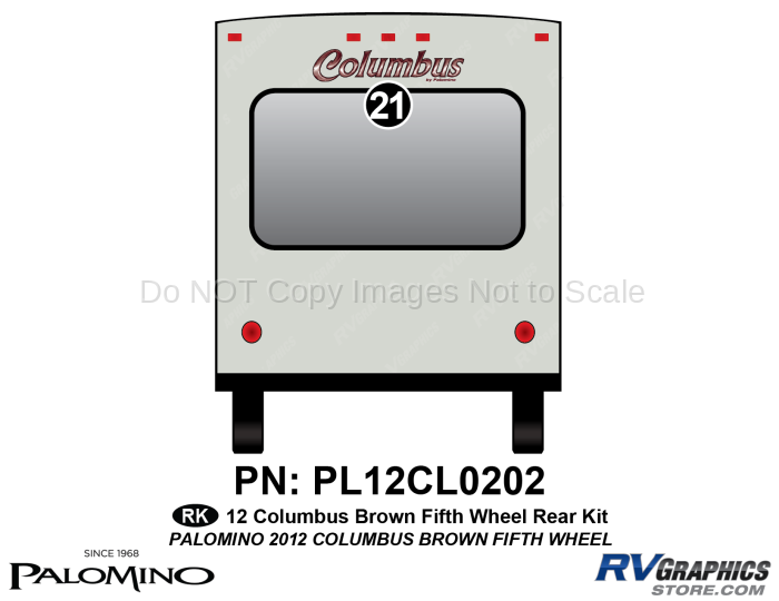 1 Piece 2012 Columbus Fifth Wheel Rear Graphics Kit-Brown Version