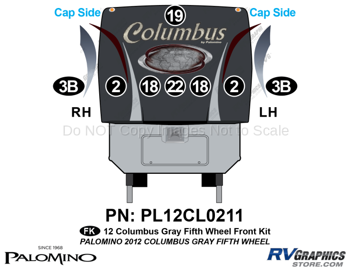 8 Piece 2012 Columbus Fifth Wheel Front Graphics Kit-Gray Version