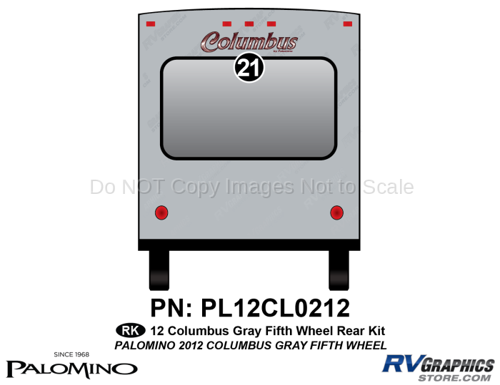 1 Piece 2012 Columbus Fifth Wheel Rear Graphics Kit-Gray Version