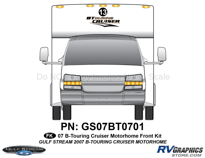 1 Piece 2007 B Touring Cruiser Motorhome Front Graphics Kit