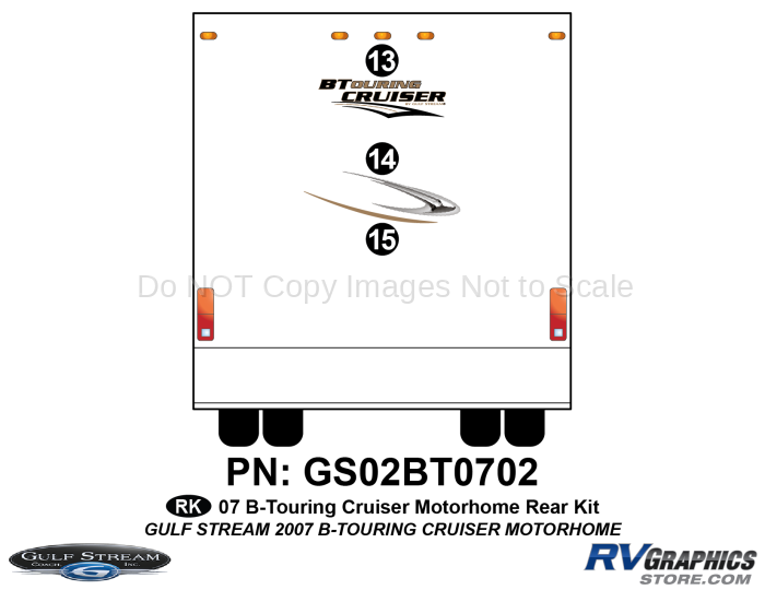 3 Piece 2007 B Touring Cruiser Motorhome Rear Graphics Kit