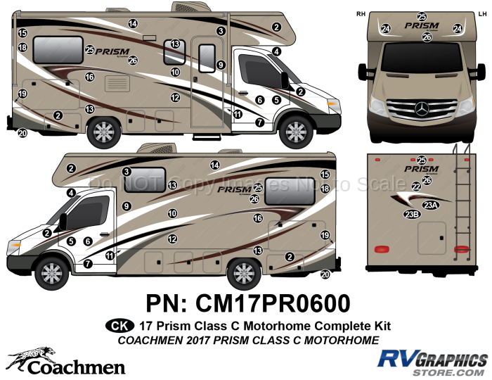 53 Piece 2017 Prism Motorhome Complete Graphics Kit