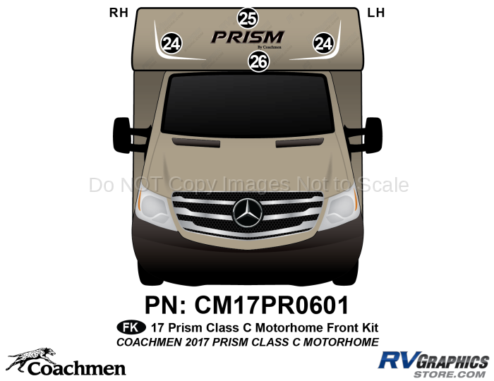 4 Piece 2017 Prism Motorhome Front Graphics Kit