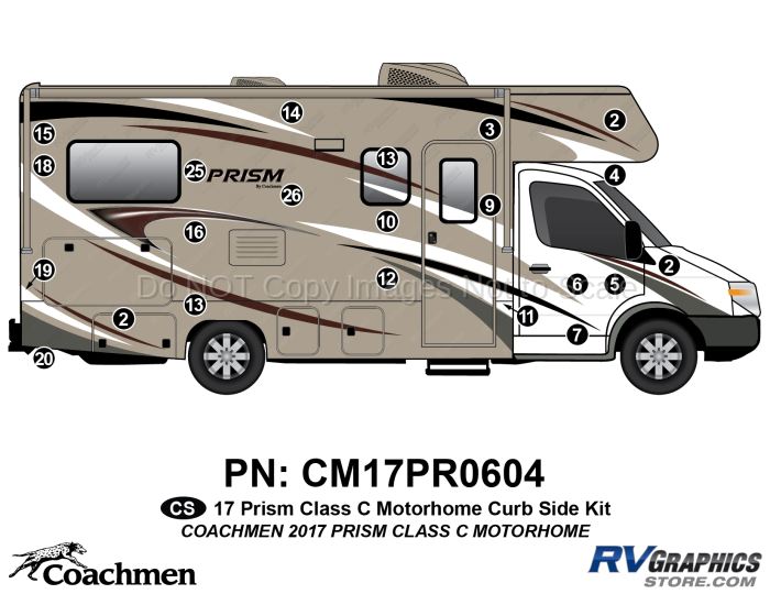 22 Piece 2017 Prism Motorhome Curbside Graphics Kit