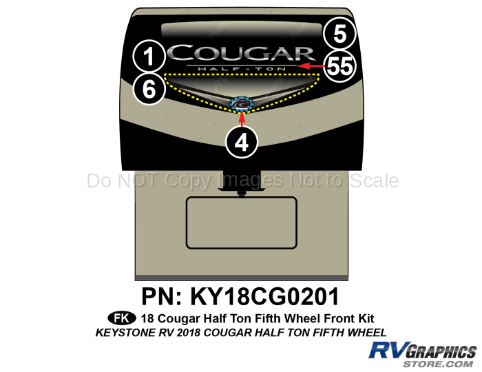 5 Piece 2018 Cougar Fifth Wheel Half Ton Front Graphics Kit