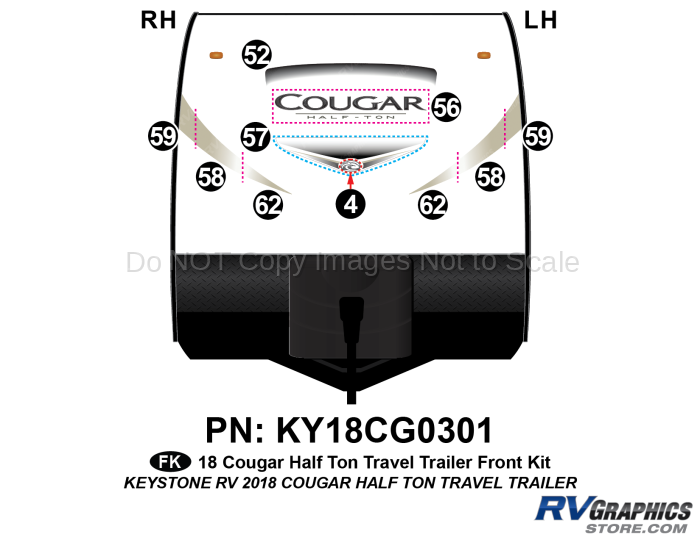 10 Piece 2018 Cougar Travel Trailer Half Ton Front Graphics Kit