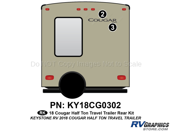 2 Piece 2018 Cougar Travel Trailer Half Ton Rear Graphics Kit