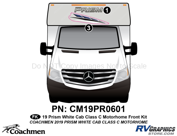 2 Piece 2019 Prism Motorhom-White Cab-Front Graphics Kit