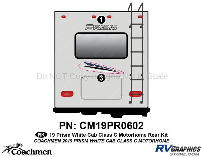 2 Piece 2019 Prism Motorhom-White Cab-Rear Graphics Kit