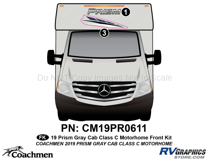 2 Piece 2019 Prism Motorhom-White Cab-Front Graphics Kit