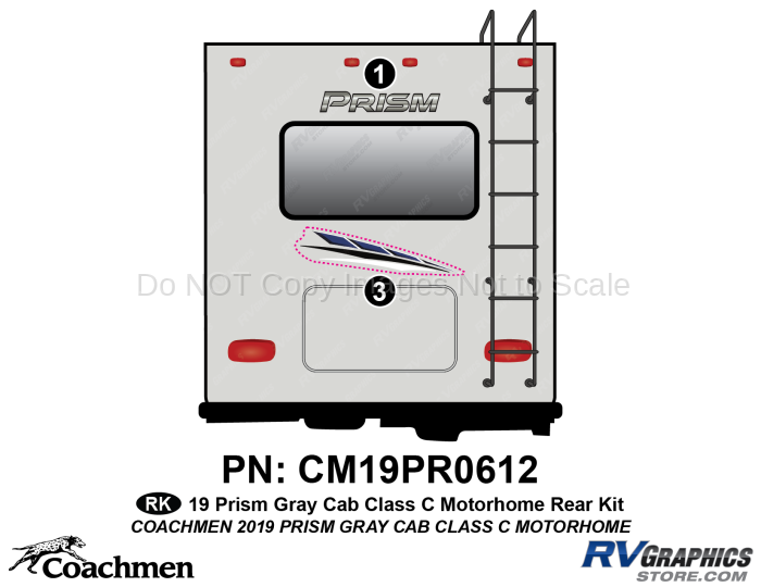 2 Piece 2019 Prism Motorhom-White Cab-Rear Graphics Kit