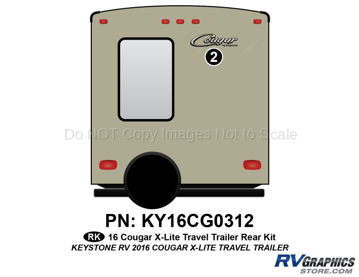 1 Piece 2016 Cougar X-Lite Travel Trailer Rear Graphics Kit