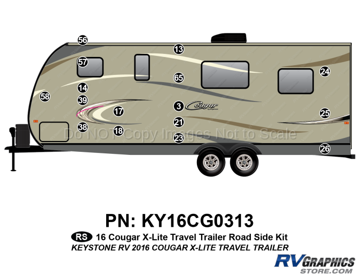 16 Piece 2016 Cougar X-Lite Travel Trailer Roadside Graphics Kit