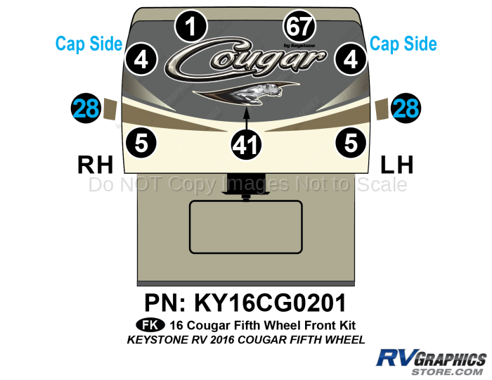 9 Piece 2016 Cougar Fifth Wheel Front Graphics Kit