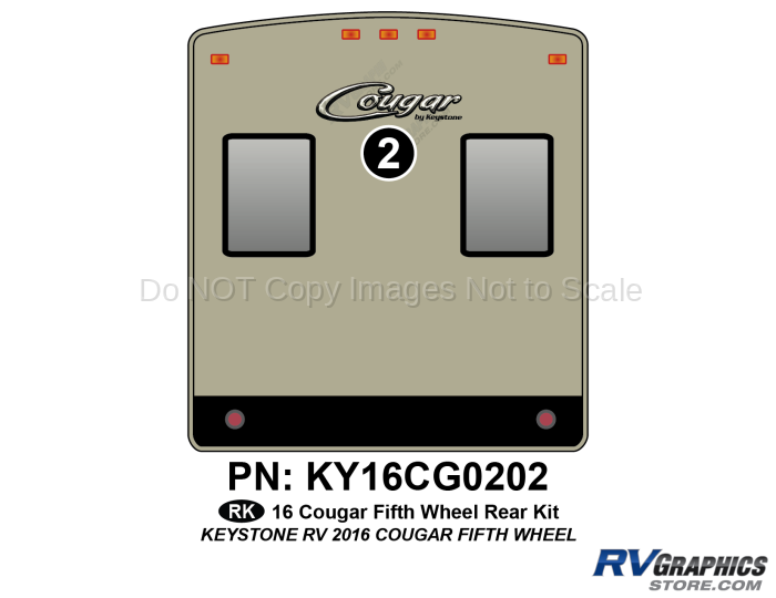 1 Piece 2016 Cougar Fifth Wheel Rear Graphics Kit