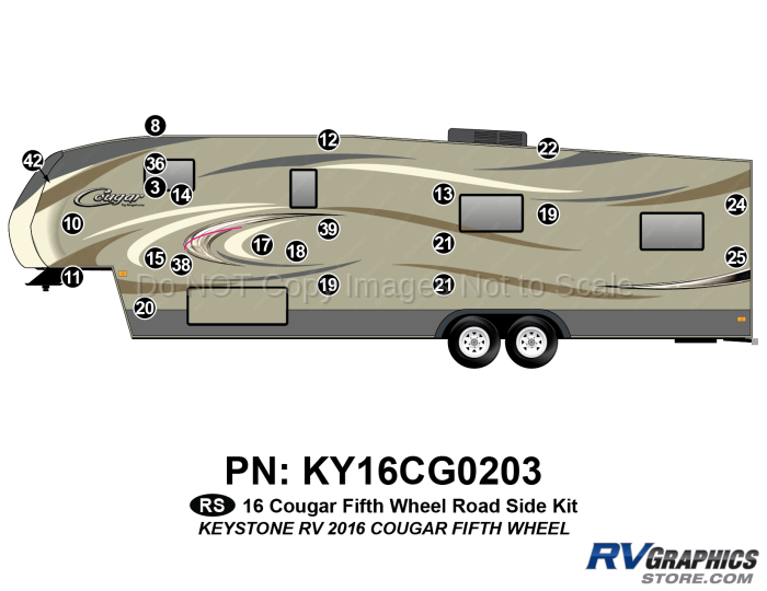 21 Piece 2016 Cougar Fifth Wheel Roadside Graphics Kit