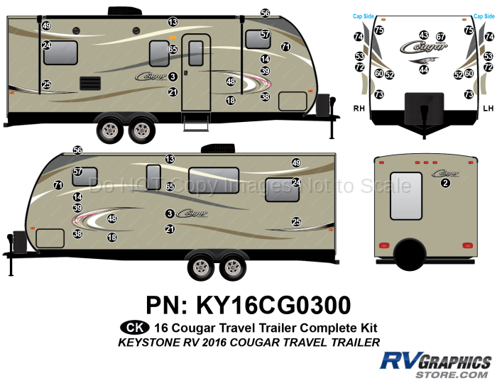 48 Piece 2016 Cougar Travel Trailer Complete Graphics Kit