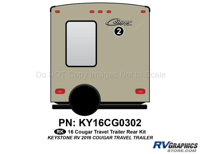 1 Piece 2016 Cougar Travel Trailer Rear Graphics Kit