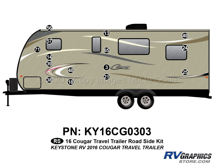 15 Piece 2016 Cougar Travel Trailer Roadside Graphics Kit