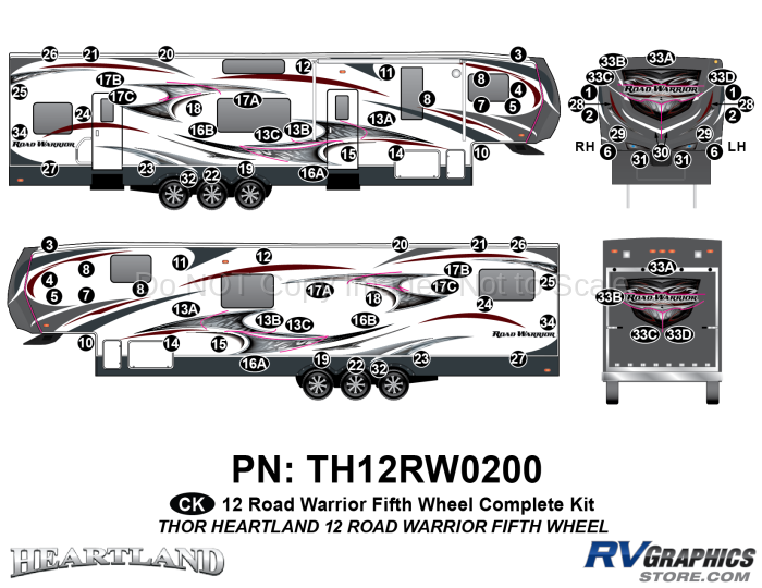 84 Piece 2012 Heartland Road Warrior Complete Graphics Kit