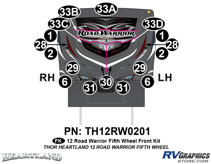 18 Piece 2012 Heartland Road Warrior Front Graphics Kit