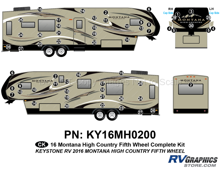 60 Piece 2016 Montana High Country FW Complete Graphics Kit